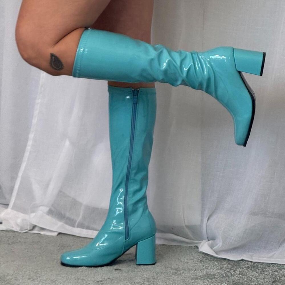 ✦ glossy aqua patent go-go boots ✦ - Picture 6 of 6